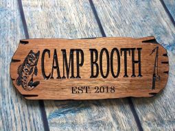 Custom Cabin Sign with Bass Fish and Fishing Rod